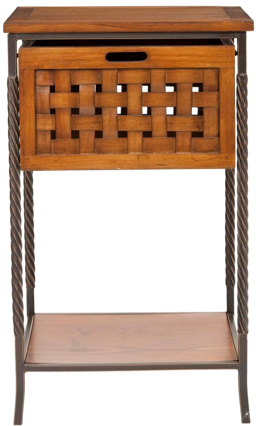 Safavieh Nlan Side Table With Lattice Drawer - Stylish Storage For Living Room Or Bedroom In Honey Oak Finish AMH6533A