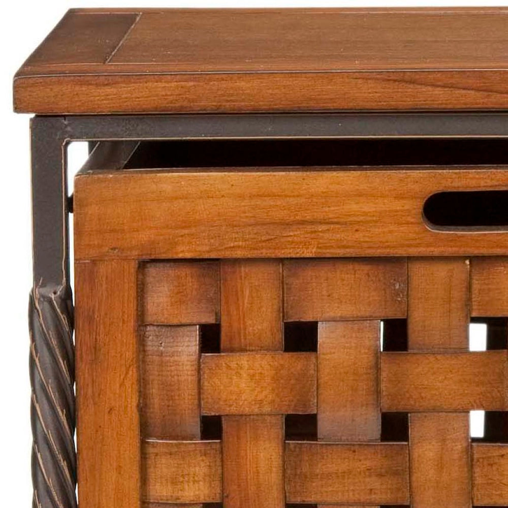 Safavieh Nlan Side Table With Lattice Drawer - Stylish Storage For Living Room Or Bedroom In Honey Oak Finish AMH6533A