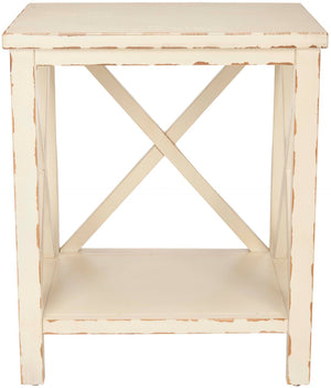 Safavieh Mia End Table - Vintage Cream Shabby-Chic Accent Table With X Detail For Cozy Living Spaces AMH6535A