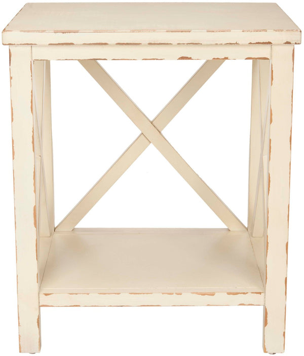 Safavieh Mia End Table - Vintage Cream Shabby-Chic Accent Table With X Detail For Cozy Living Spaces AMH6535A