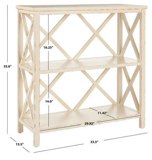Safavieh Liam Farmhouse-Style 2-Tier Open Bookcase With X-Frame Design For Stylish Storage And Display Vintage Cream AMH6536A