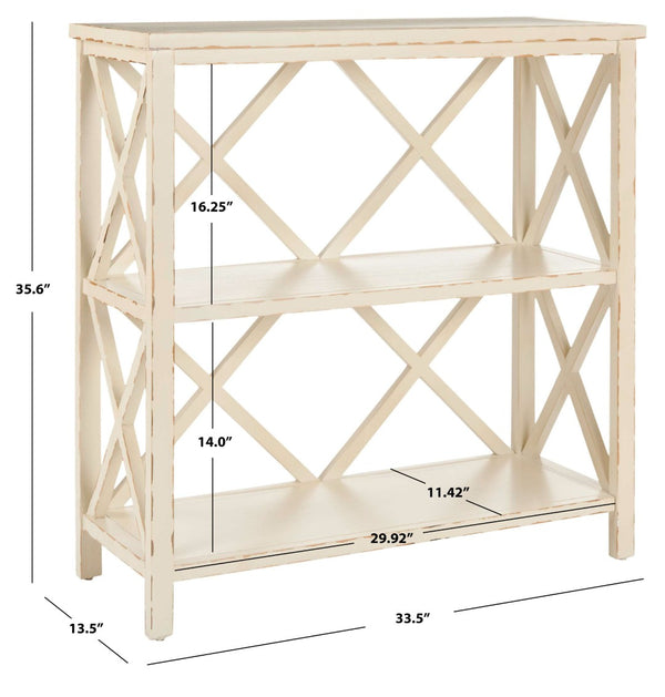 Safavieh Liam Farmhouse-Style 2-Tier Open Bookcase With X-Frame Design For Stylish Storage And Display Vintage Cream AMH6536A
