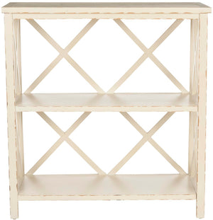 Safavieh Liam Farmhouse-Style 2-Tier Open Bookcase With X-Frame Design For Stylish Storage And Display Vintage Cream AMH6536A
