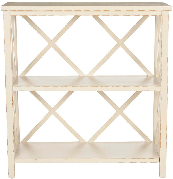 Safavieh Liam Farmhouse-Style 2-Tier Open Bookcase With X-Frame Design For Stylish Storage And Display Vintage Cream AMH6536A