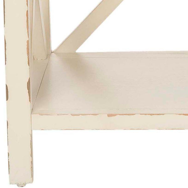 Safavieh Liam Farmhouse-Style 2-Tier Open Bookcase With X-Frame Design For Stylish Storage And Display Vintage Cream AMH6536A