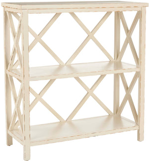 Safavieh Liam Farmhouse-Style 2-Tier Open Bookcase With X-Frame Design For Stylish Storage And Display Vintage Cream AMH6536A