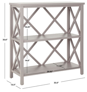 Safavieh Liam Farmhouse-Style 2-Tier Open Bookcase With X-Frame Design For Stylish Storage And Display Grey AMH6536B