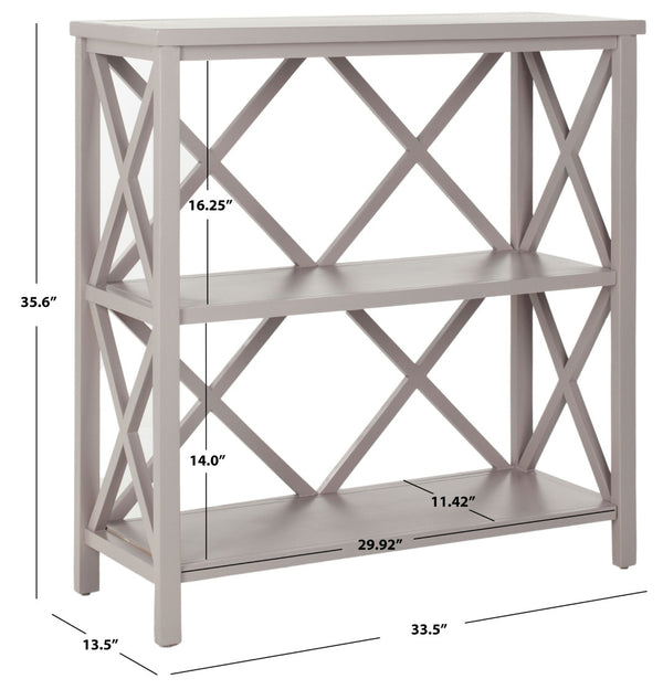 Safavieh Liam Farmhouse-Style 2-Tier Open Bookcase With X-Frame Design For Stylish Storage And Display Grey AMH6536B