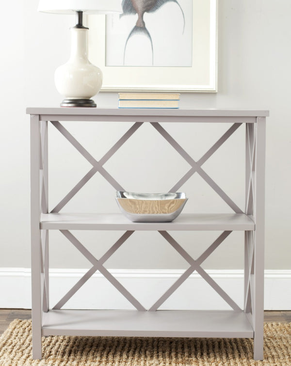 Safavieh Liam Farmhouse-Style 2-Tier Open Bookcase With X-Frame Design For Stylish Storage And Display Grey AMH6536B