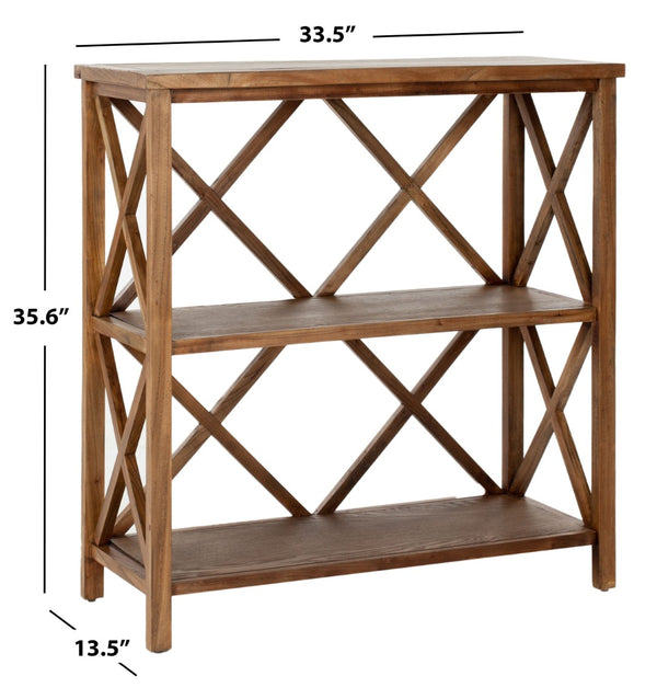Safavieh Liam Farmhouse-Style 2-Tier Open Bookcase With X-Frame Design For Stylish Storage And Display Oak AMH6536C