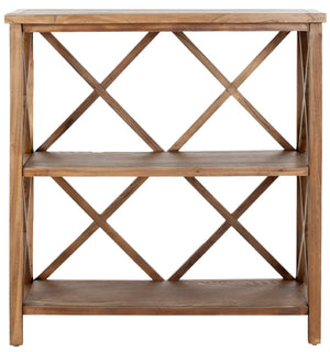 Safavieh Liam Farmhouse-Style 2-Tier Open Bookcase With X-Frame Design For Stylish Storage And Display Oak AMH6536C