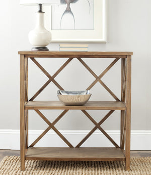 Safavieh Liam Farmhouse-Style 2-Tier Open Bookcase With X-Frame Design For Stylish Storage And Display Oak AMH6536C