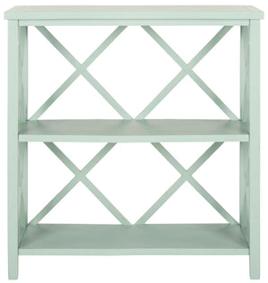 Safavieh Liam Farmhouse-Style 2-Tier Open Bookcase With X-Frame Design For Stylish Storage And Display Dusty Green AMH6536D