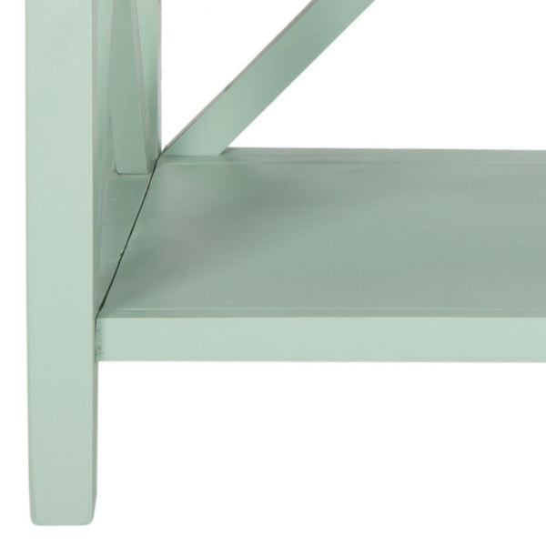 Safavieh Liam Farmhouse-Style 2-Tier Open Bookcase With X-Frame Design For Stylish Storage And Display Dusty Green AMH6536D