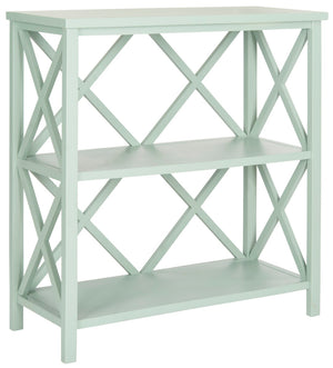 Safavieh Liam Farmhouse-Style 2-Tier Open Bookcase With X-Frame Design For Stylish Storage And Display Dusty Green AMH6536D