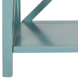 Safavieh Liam Farmhouse-Style 2-Tier Open Bookcase With X-Frame Design For Stylish Storage And Display Teal AMH6536E