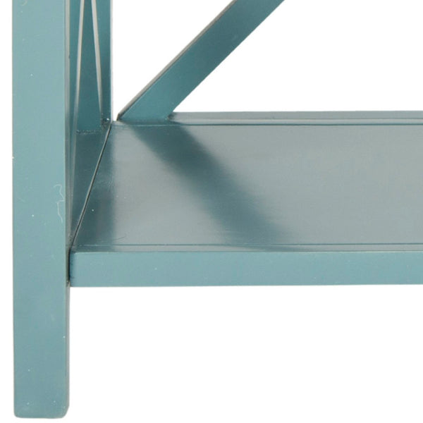 Safavieh Liam Farmhouse-Style 2-Tier Open Bookcase With X-Frame Design For Stylish Storage And Display Teal AMH6536E