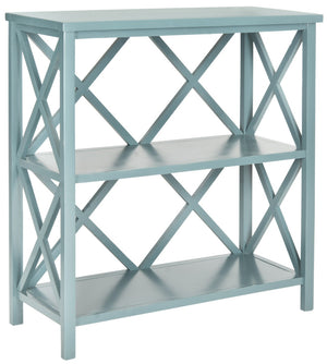 Safavieh Liam Farmhouse-Style 2-Tier Open Bookcase With X-Frame Design For Stylish Storage And Display Teal AMH6536E