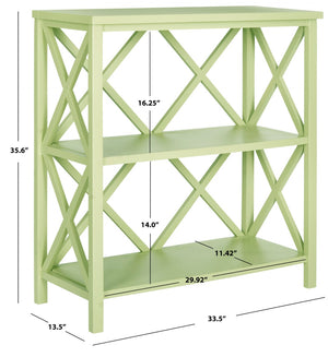 Safavieh Liam Farmhouse-Style 2-Tier Open Bookcase With X-Frame Design For Stylish Storage And Display Avocado Green AMH6536F