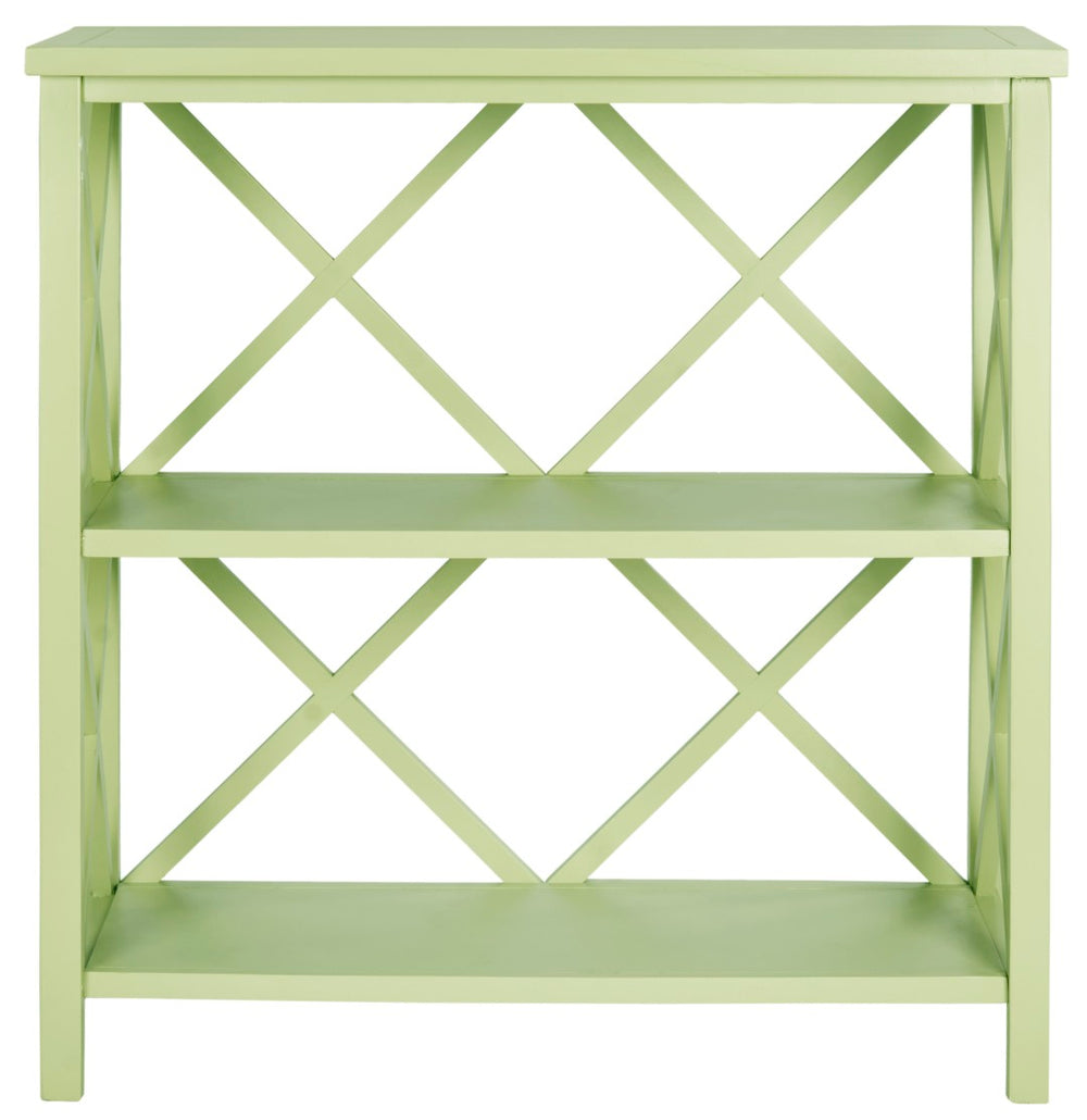 Safavieh Liam Farmhouse-Style 2-Tier Open Bookcase With X-Frame Design For Stylish Storage And Display Avocado Green AMH6536F