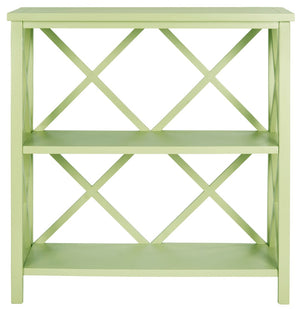 Safavieh Liam Farmhouse-Style 2-Tier Open Bookcase With X-Frame Design For Stylish Storage And Display Avocado Green AMH6536F