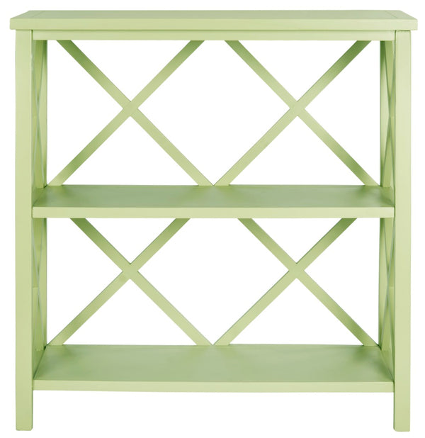 Safavieh Liam Farmhouse-Style 2-Tier Open Bookcase With X-Frame Design For Stylish Storage And Display Avocado Green AMH6536F