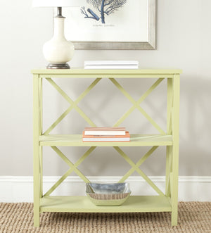 Safavieh Liam Farmhouse-Style 2-Tier Open Bookcase With X-Frame Design For Stylish Storage And Display Avocado Green AMH6536F