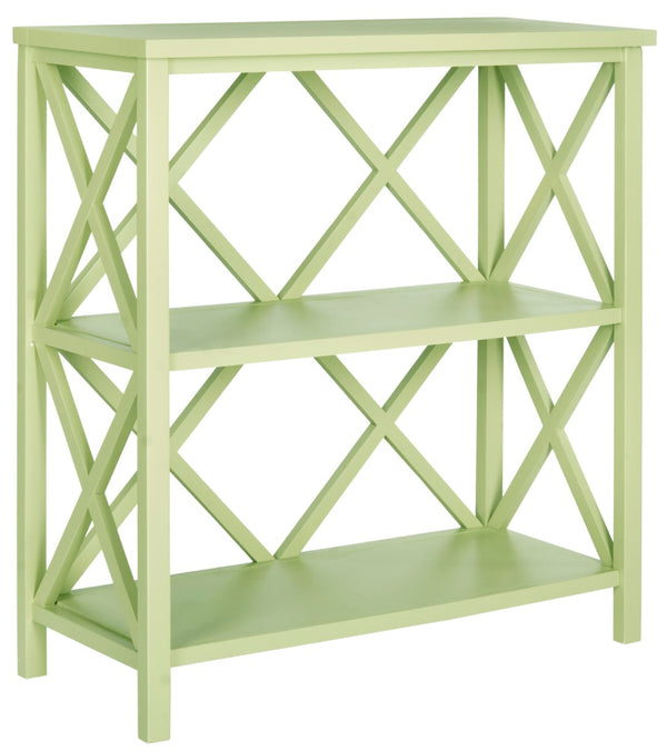 Safavieh Liam Farmhouse-Style 2-Tier Open Bookcase With X-Frame Design For Stylish Storage And Display Avocado Green AMH6536F