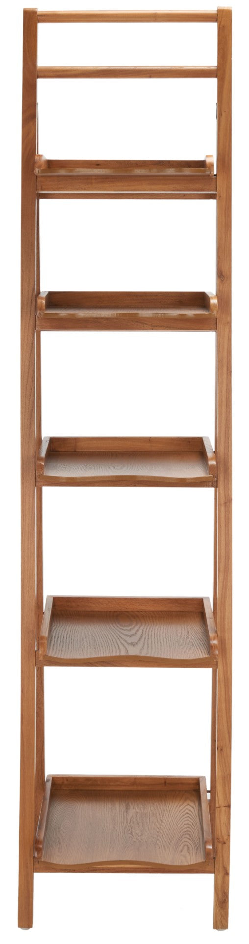 Safavieh Asher Leaning 5-Tier Étagère For Rustic Storage – Stylish Poplar Wood Shelving For Home Décor And Essentials Oak AMH6537D