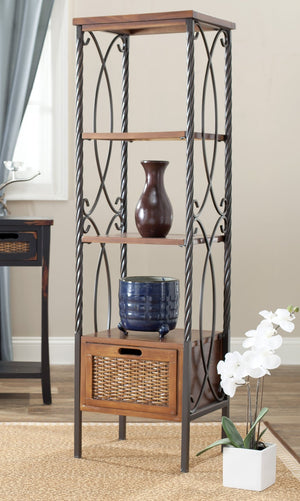 Safavieh Olivia Elegant Etagere With Drawer & 2 Storage Boxes - Timeless Charm For Any Space, 57.5" Tall AMH6539A