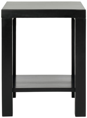 Safavieh Lahoma End Table - Rustic Black Finish With Parson Lines, Perfect Accent For Any Living Space AMH6543B