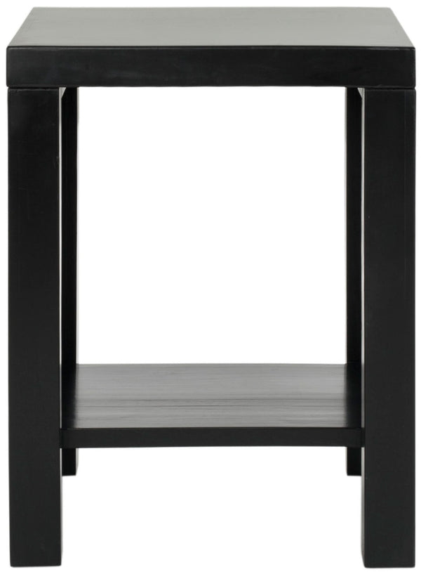 Safavieh Lahoma End Table - Rustic Black Finish With Parson Lines, Perfect Accent For Any Living Space AMH6543B