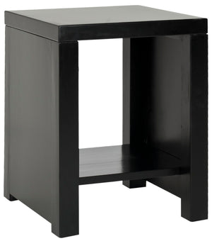 Safavieh Lahoma End Table - Rustic Black Finish With Parson Lines, Perfect Accent For Any Living Space AMH6543B