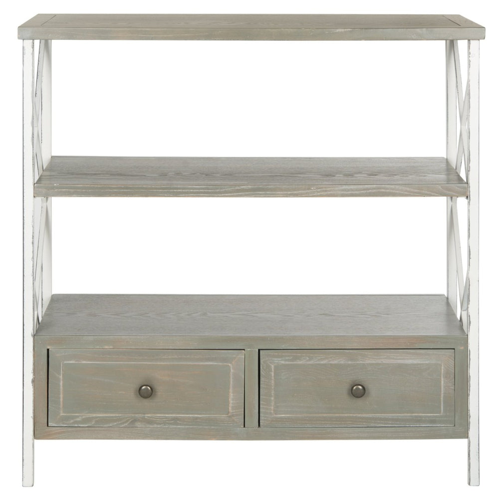 Safavieh Chandra Vintage-Inspired Console Table With Storage Drawers For Rustic And Farmhouse Interiors Ash Grey AMH6551B