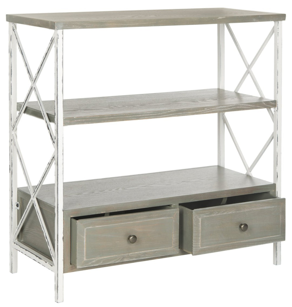 Safavieh Chandra Vintage-Inspired Console Table With Storage Drawers For Rustic And Farmhouse Interiors Ash Grey AMH6551B