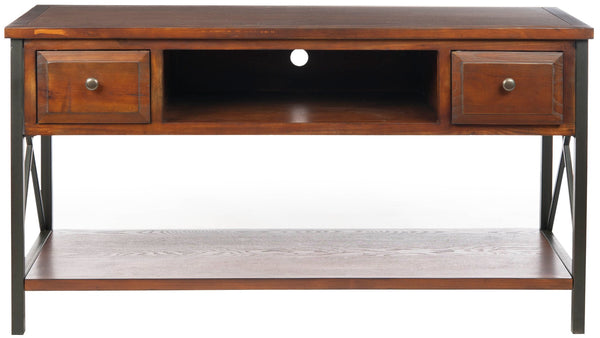 Safavieh Felicia Media Console - Dark Teak Finish, Stylish Storage, Compact Design For Any Living Space AMH6558A