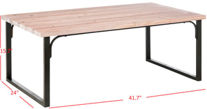 Safavieh Steven Mid-Century Coffee Table – Light Pickled Oak Top With Espresso Metal Legs For Modern Living Spaces AMH6559A