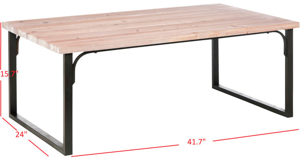 Safavieh Steven Mid-Century Coffee Table – Light Pickled Oak Top With Espresso Metal Legs For Modern Living Spaces AMH6559A