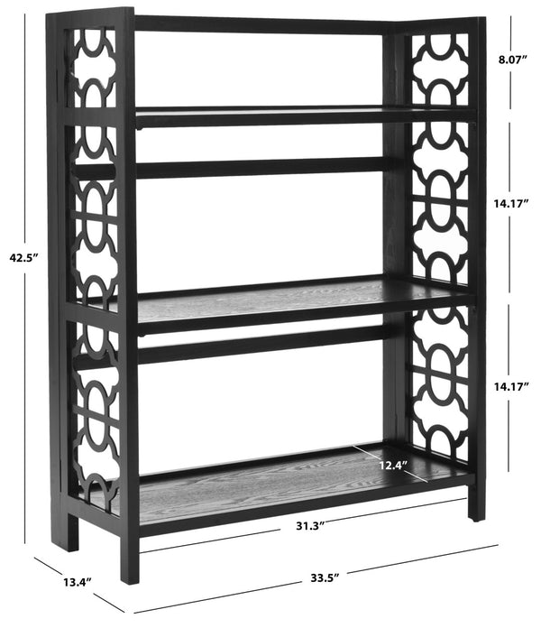 Safavieh Natalie 3-Tier Low Bookcase - Elegant Moroccan-Carved Shelves For Stylish Storage In Any Room Black AMH6565A