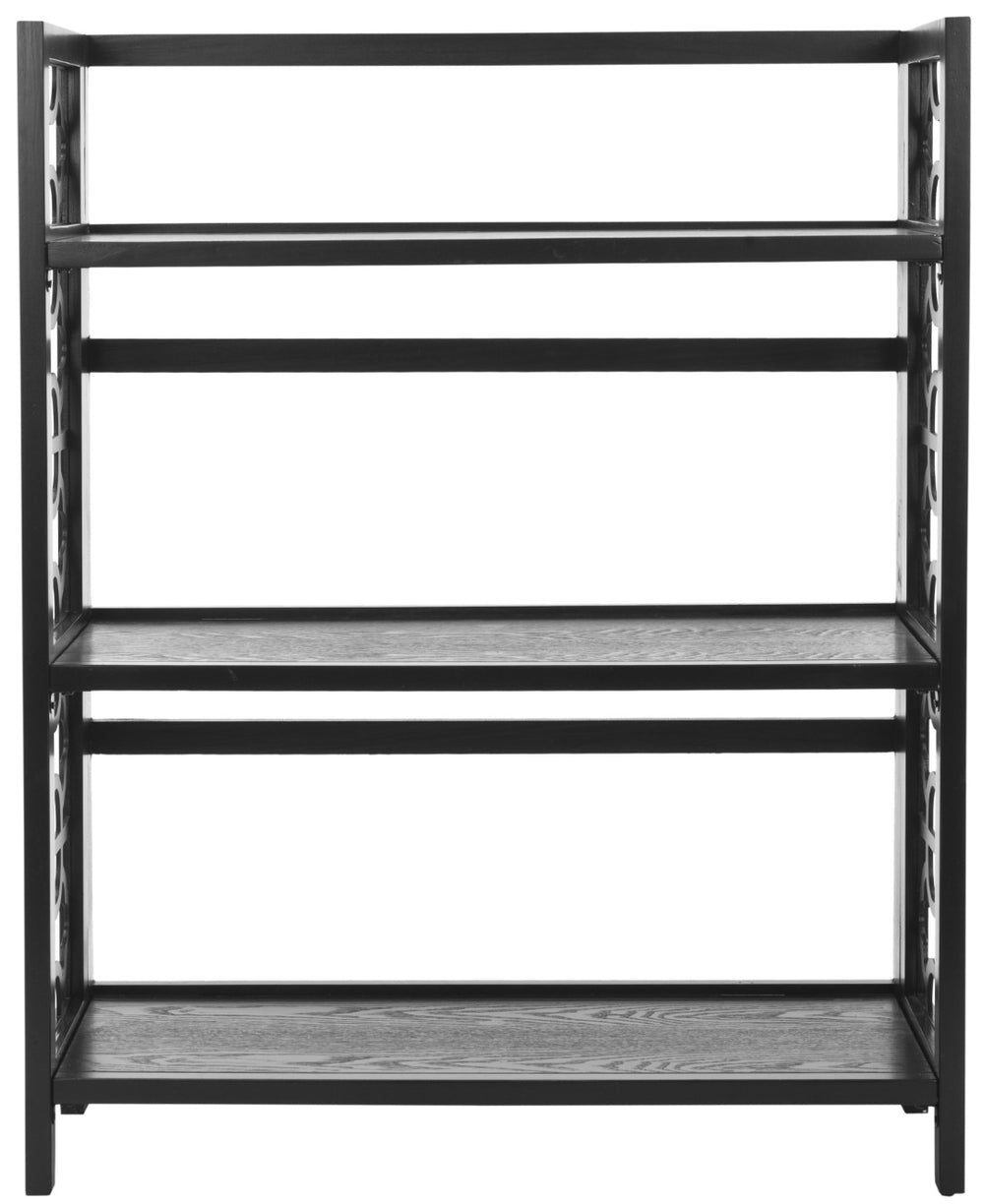 Safavieh Natalie 3-Tier Low Bookcase - Elegant Moroccan-Carved Shelves For Stylish Storage In Any Room Black AMH6565A