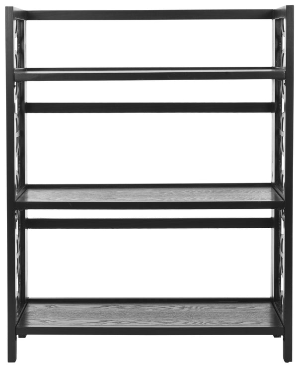 Safavieh Natalie 3-Tier Low Bookcase - Elegant Moroccan-Carved Shelves For Stylish Storage In Any Room Black AMH6565A