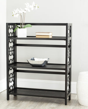 Safavieh Natalie 3-Tier Low Bookcase - Elegant Moroccan-Carved Shelves For Stylish Storage In Any Room Black AMH6565A