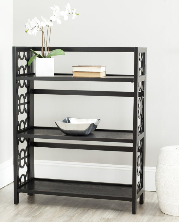 Safavieh Natalie 3-Tier Low Bookcase - Elegant Moroccan-Carved Shelves For Stylish Storage In Any Room Black AMH6565A
