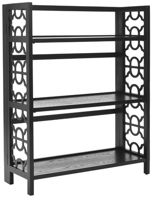 Safavieh Natalie 3-Tier Low Bookcase - Elegant Moroccan-Carved Shelves For Stylish Storage In Any Room Black AMH6565A