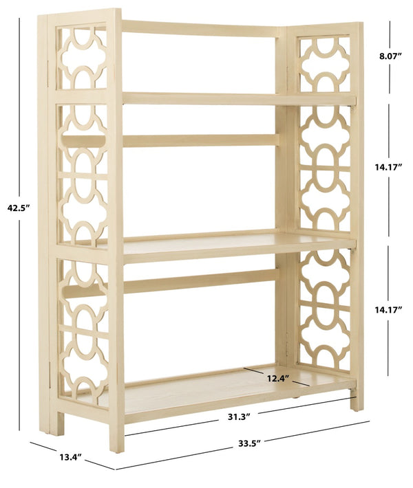 Safavieh Natalie 3-Tier Low Bookcase - Elegant Moroccan-Carved Shelves For Stylish Storage In Any Room Antique White AMH6565B