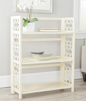 Safavieh Natalie 3-Tier Low Bookcase - Elegant Moroccan-Carved Shelves For Stylish Storage In Any Room Antique White AMH6565B