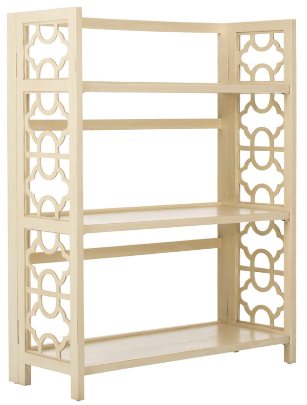 Safavieh Natalie 3-Tier Low Bookcase - Elegant Moroccan-Carved Shelves For Stylish Storage In Any Room Antique White AMH6565B
