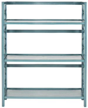 Safavieh Natalie 3-Tier Low Bookcase - Elegant Moroccan-Carved Shelves For Stylish Storage In Any Room Teal AMH6565D