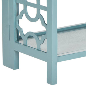 Safavieh Natalie 3-Tier Low Bookcase - Elegant Moroccan-Carved Shelves For Stylish Storage In Any Room Teal AMH6565D