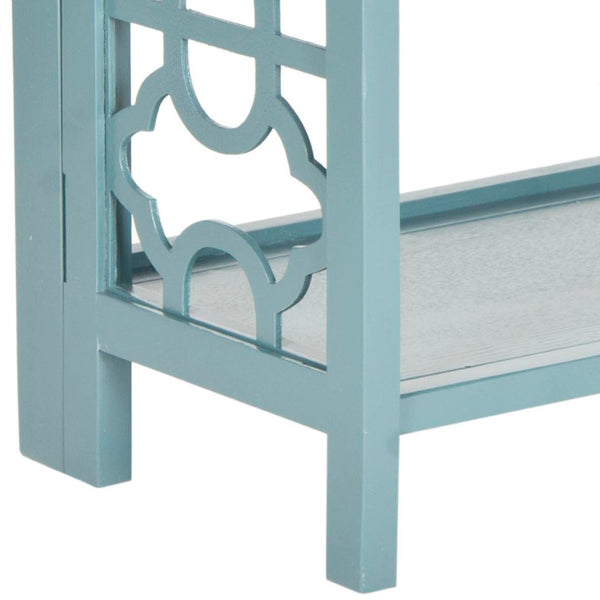 Safavieh Natalie 3-Tier Low Bookcase - Elegant Moroccan-Carved Shelves For Stylish Storage In Any Room Teal AMH6565D
